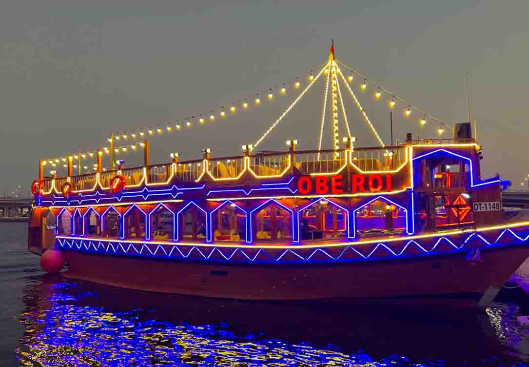 Sunset or Evening Traditional Dubai Canal Dhow Cruise